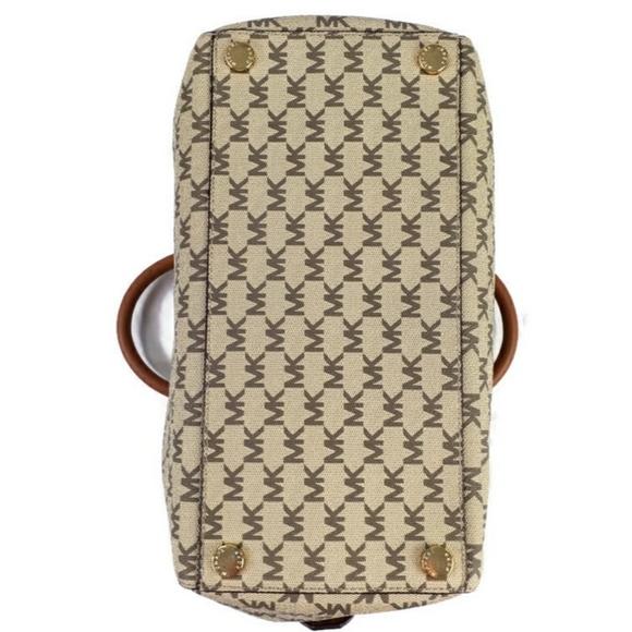 Michael Kors Grayson Large Convertible Satchel Bag MK Signature Logo PVC Natural - Picture 6 of 16